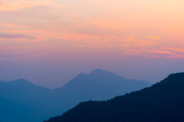 Sunrise over the hills surrounding Bandipur, Tanahun district, Nepal