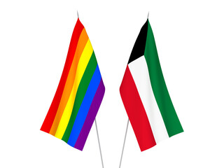 Kuwait and Rainbow gay pride flags