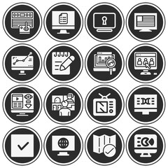 16 pack of monitored  filled web icons set