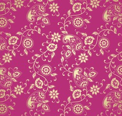 traditional paisley floral pattern , textile , Rajasthan, India	