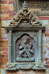Mul Chowk courtyard, Wall carved Statues, Hanuman Dhoka Royal Palace, Patan Durbar Square, Unesco World Heritage Site, Kathmandu valley, Lalitpur, Nepal, Asia