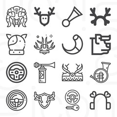 16 pack of car horn  lineal web icons set
