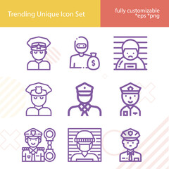 Simple set of arrested related lineal icons.