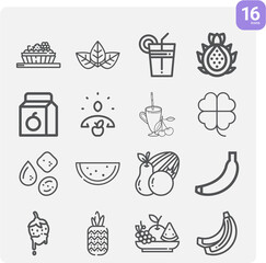 Simple set of banana related lineal icons.