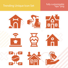 Simple set of attic related filled icons.
