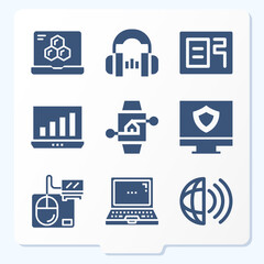 Simple set of 9 icons related to record player