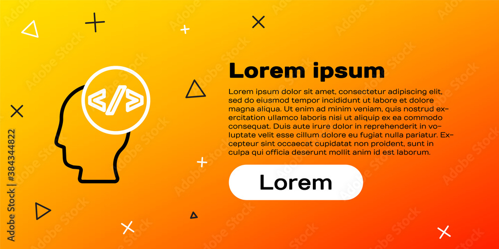 Wall mural line web design and front end development icon isolated on yellow background. colorful outline conce