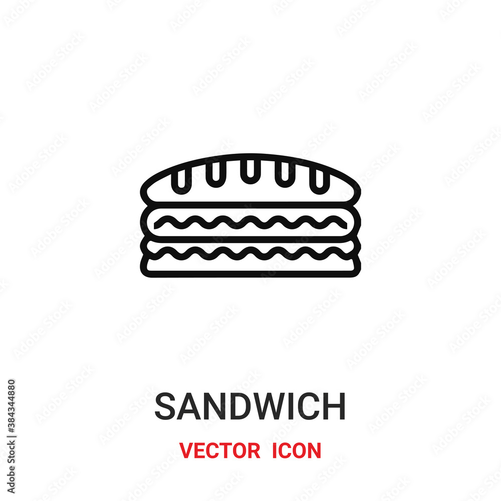 Poster sandwich icon vector symbol. sandwich symbol icon vector for your design. modern outline icon for yo