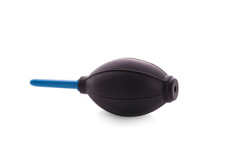 Silicone blower or rubber air pump fan vacuum cleaner for camera and lens, isolated on white...