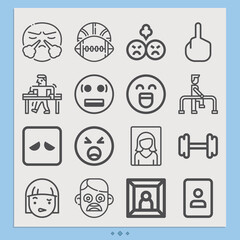 Simple set of emotional related lineal icons.