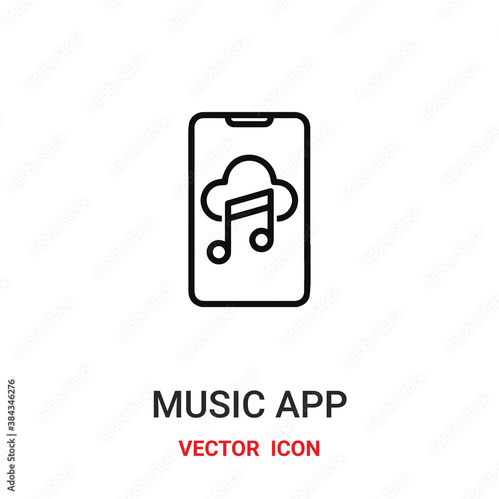 Aufkleber music app icon vector symbol. music app symbol icon vector for your design. modern outline icon for 