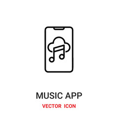 music app icon vector symbol. music app symbol icon vector for your design. Modern outline icon for your website and mobile app design.