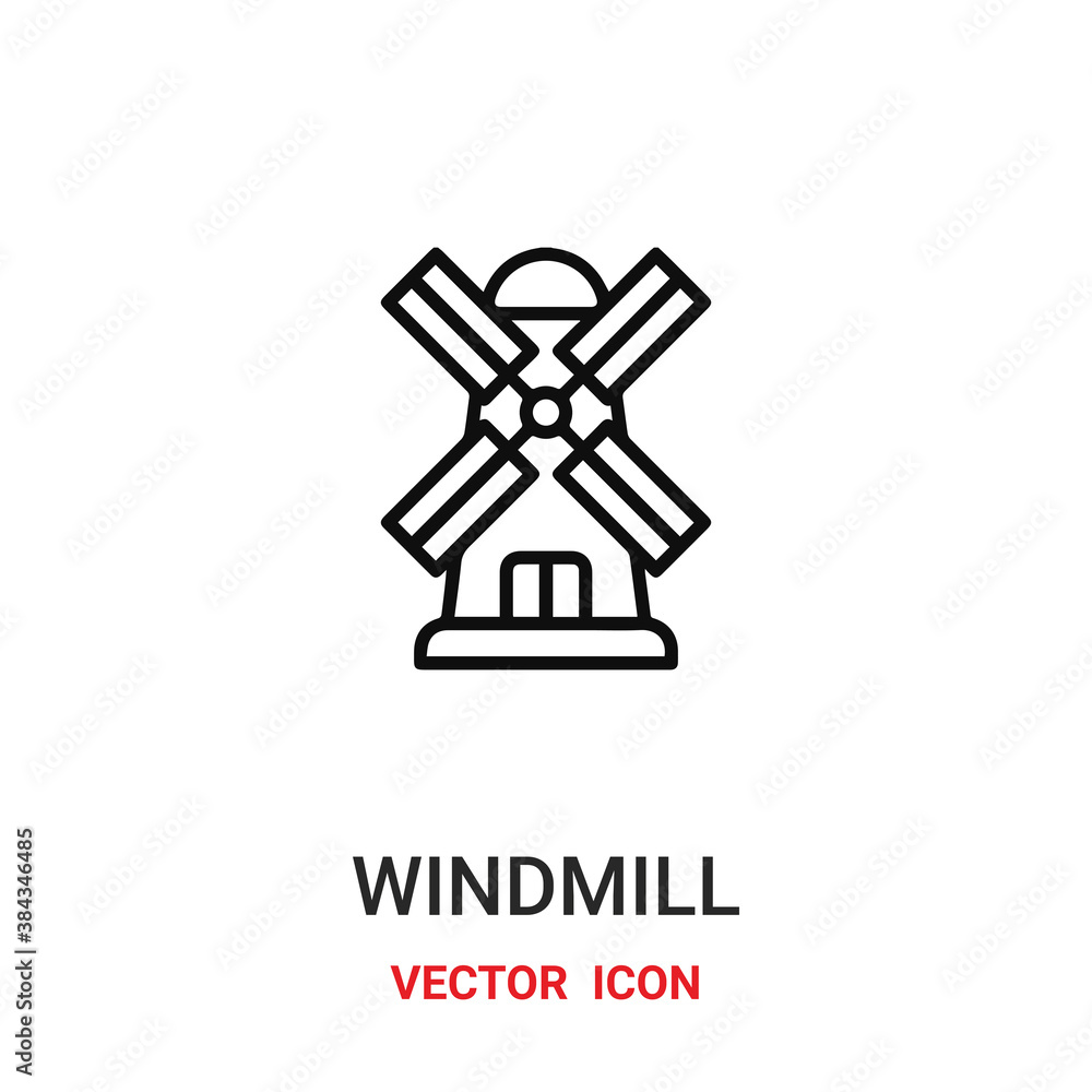 Poster windmill icon vector symbol. windmill symbol icon vector for your design. modern outline icon for yo