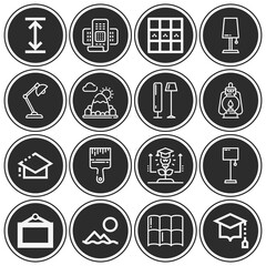 16 pack of ceiling  lineal web icons set