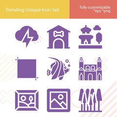 Fototapeta premium Simple set of landscape related filled icons.