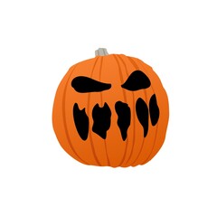illustration. Halloween Pumpkin. Orange smiling pumpkin with a face. Jack Pumpkins. On a white background.