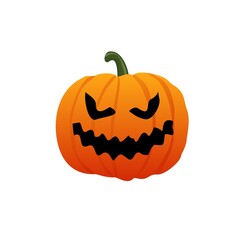Illustration. On a white background.  Halloween Pumpkin. Jack's insidious smile. Orange pumpkin