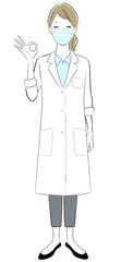 Fototapeta premium A doctor woman wearing face mask showing ok sign.