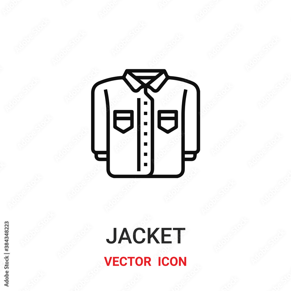 Poster jacket icon vector symbol. jacket symbol icon vector for your design. modern outline icon for your w