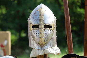Iron helmet of the medieval knight
