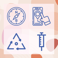 Simple set of needle related lineal icons