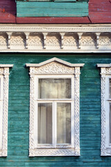 beautiful window of an old wooden house