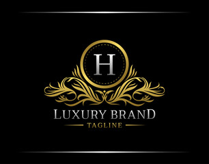 Luxury Gold H Letter Vintage Logo template perfect for Restaurant, Royalty, Boutique, Cafe, Hotel, Heraldic, Jewelry, Fashion and other vector illustration
