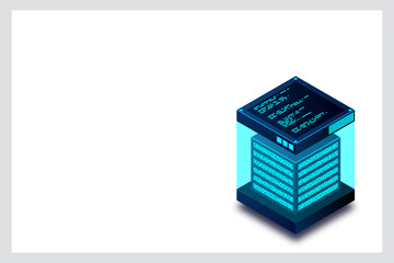 Isometric Digital Technology Web Banner. BIG DATA Machine Learning Algorithms. Analysis and Information. Big Data Access Storage Distribution Information Management and Analysis. Vector illustration