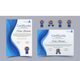 Elegant certificate in blue color