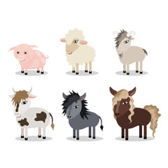 animal set vector farm pig cow horse sheep
