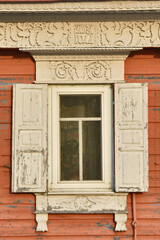 beautiful window of an old wooden house
