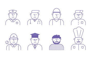 Set of  different professionals out lined vector design