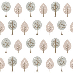 Simple horizontal winter tree vector repeat pattern