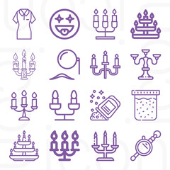 16 pack of applicability  lineal web icons set