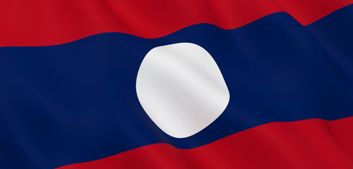 National Fabric Wave Closeup Flag of Laos