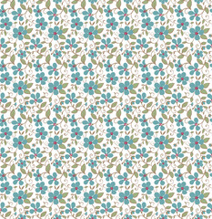 Seamless floral pattern for design. Small light blue flowers. White background. Modern floral pattern. elegant template for fashion prints.