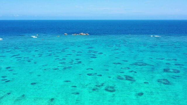 Aerial view of tropical blue sea