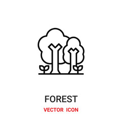 forest icon vector symbol. trees symbol icon vector for your design. Modern outline icon for your website and mobile app design.