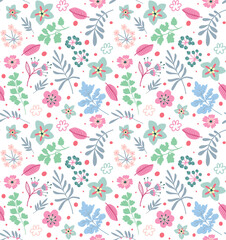 Fototapeta na wymiar Simple cute pattern in small lilac flowers on white background. Liberty style. Ditsy print. Floral seamless background. The elegant the template for fashion prints.