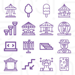 16 pack of dolphin  lineal web icons set