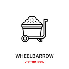 wheelbarrow icon vector symbol. wheelbarrow symbol icon vector for your design. Modern outline icon for your website and mobile app design.