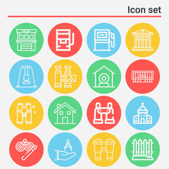 16 pack of township  lineal web icons set