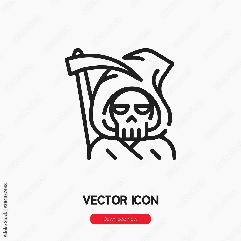 Poster grim reaper icon vector. linear style sign for mobile concept and web design. grim reaper symbol ill