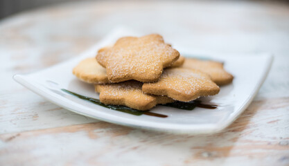 Shortbread - traditional Scottish treats on white plate