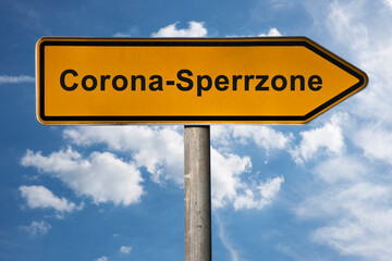 Fototapeta premium Wegweiser Corona-Sperrzone