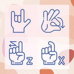 Simple set of capital letter related lineal icons