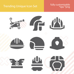 Simple set of plate armour related filled icons.