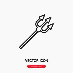 devil trident icon vector. Linear style sign for mobile concept and web design. devil trident symbol illustration. Pixel vector graphics - Vector.