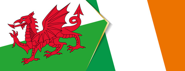 Wales and Ireland flags, two vector flags.