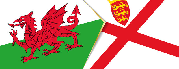 Wales and Jersey flags, two vector flags.